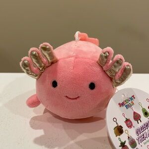 New Smoochy Pals Pink Axolotl Backpack Plush Clip by Linzy Toys